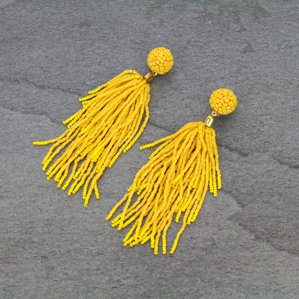 Seed Bead Tassel Stud Earrings