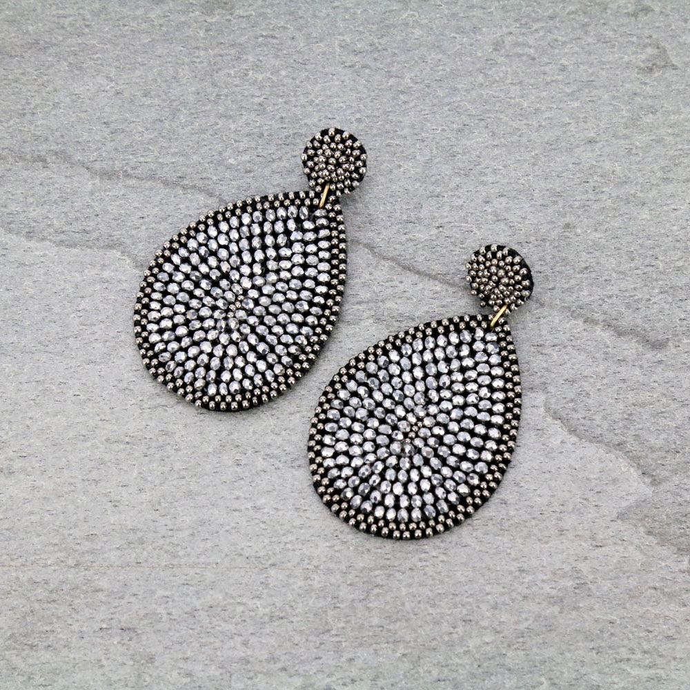Glass Bead Teardrop Stud Earrings