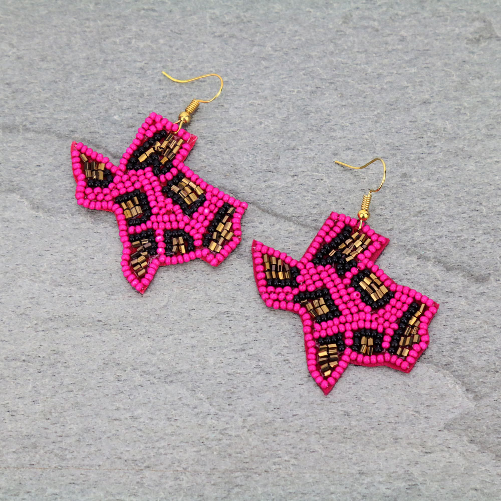 Texas Map Beaded Dangle Earrings