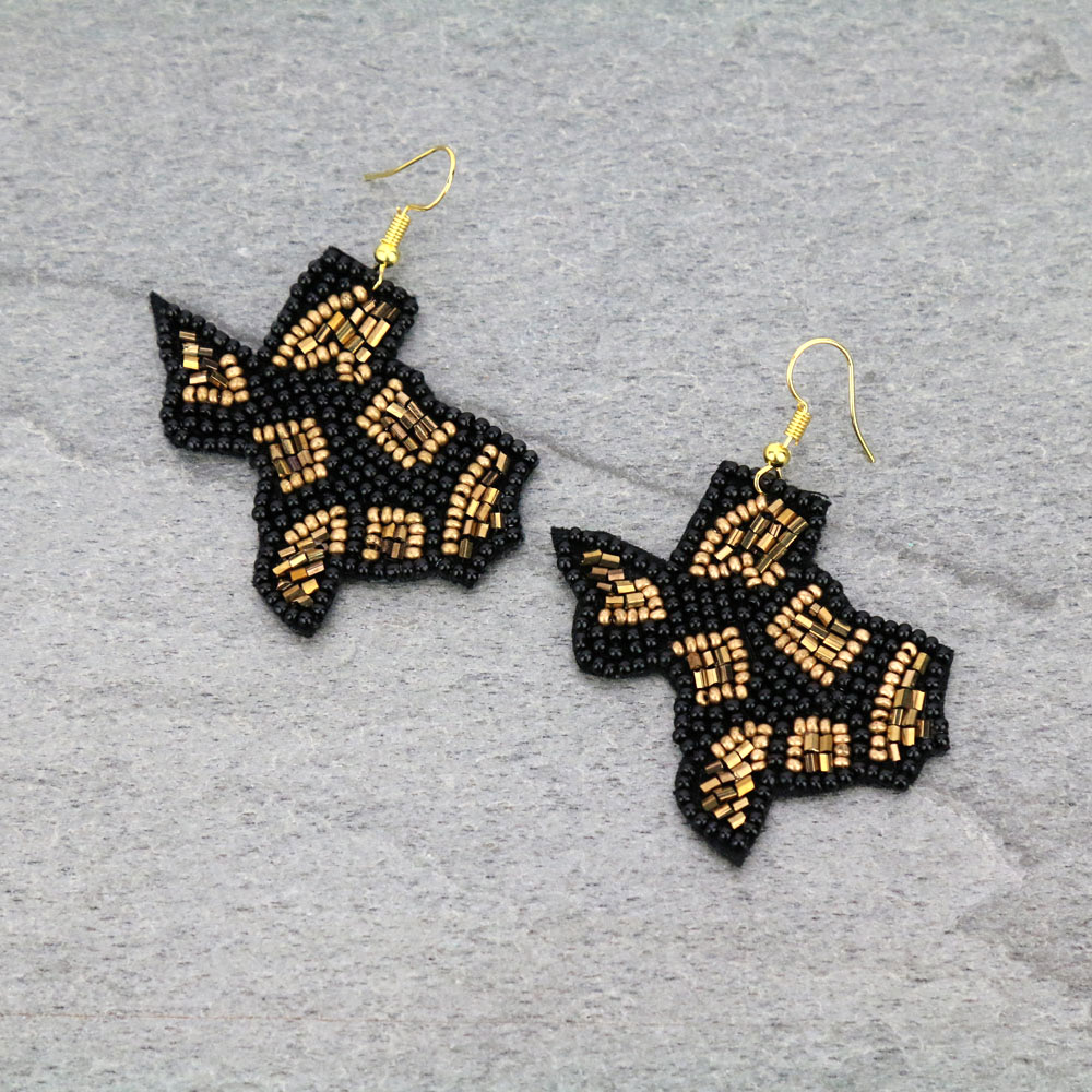 Texas Map Beaded Dangle Earrings