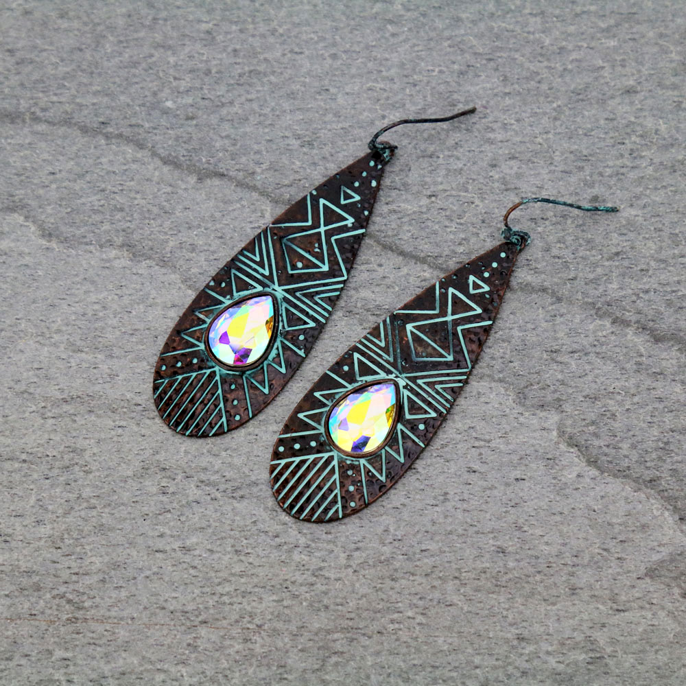 Teardrop with Stone Dangle Earrings