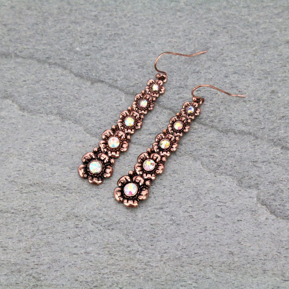 Metal with Stone Dangle Earrings
