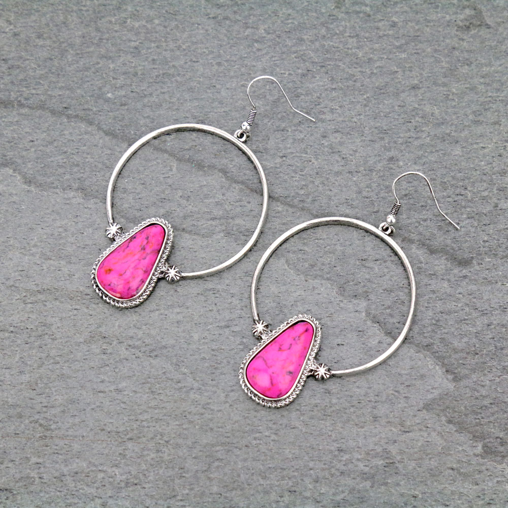 Stone Circle Dangle Earrings