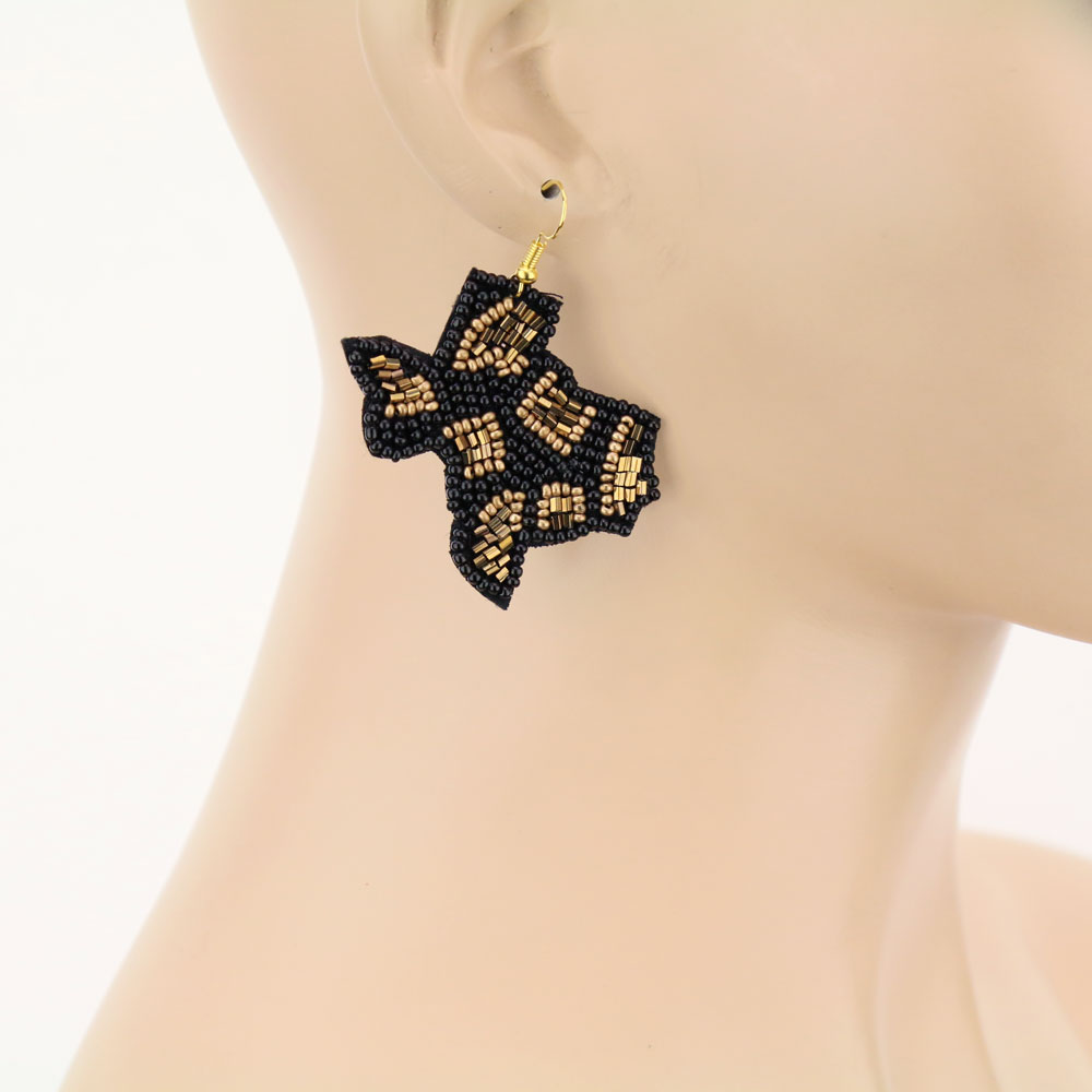 Texas Map Beaded Dangle Earrings - Image 2
