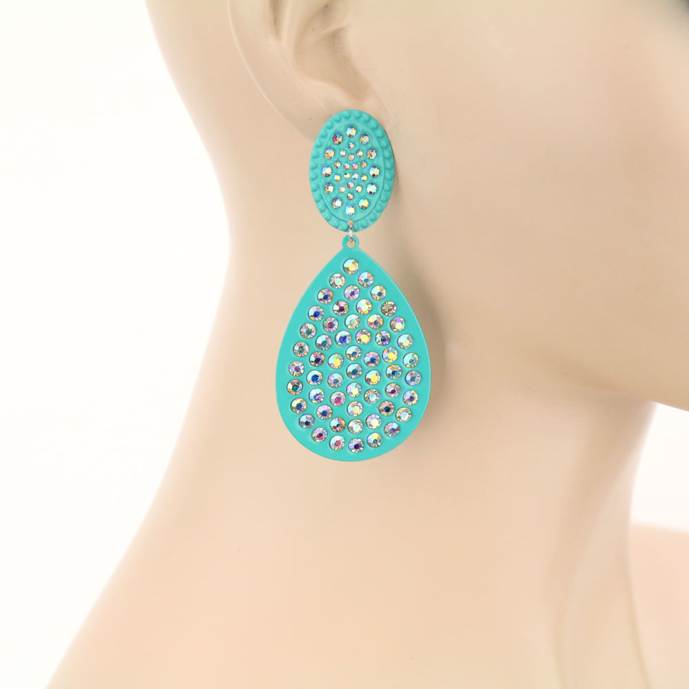 Teardrop Stone Stud Earrings - Image 2