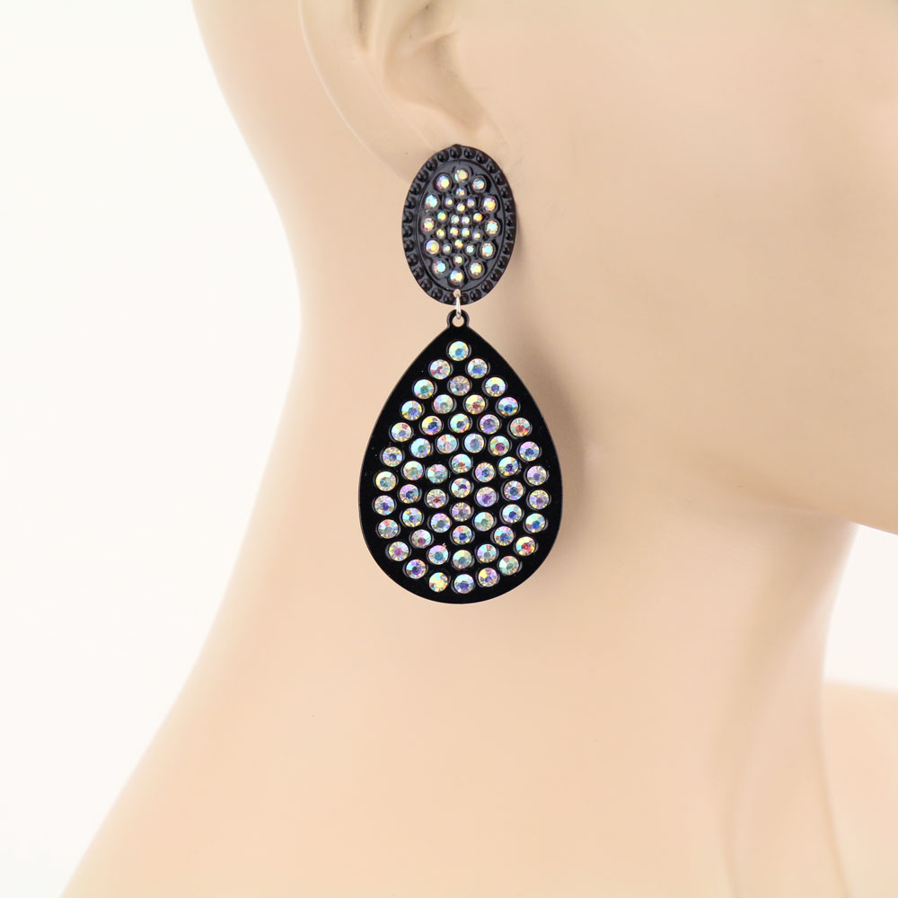 Teardrop Stone Stud Earrings - Image 2