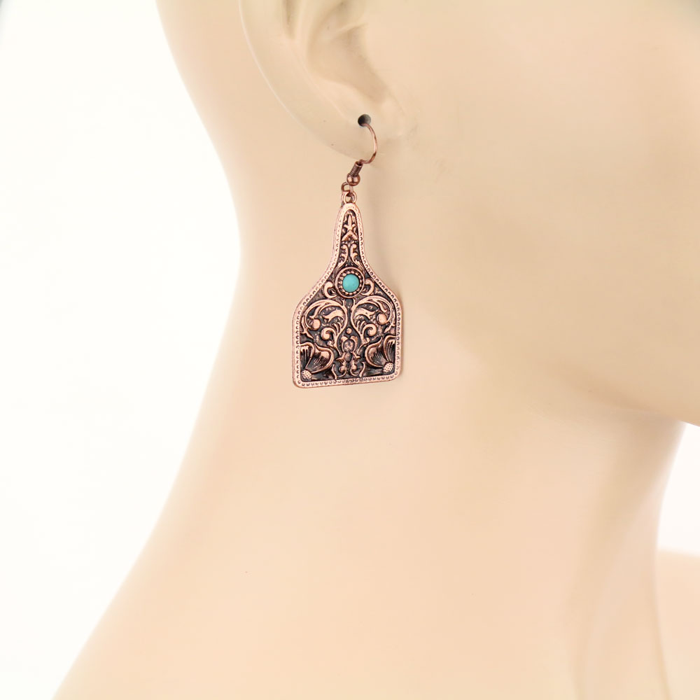 Patterned Casting Dangle Earrings - Image 2