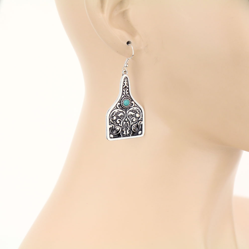 Patterned Casting Dangle Earrings - Image 2
