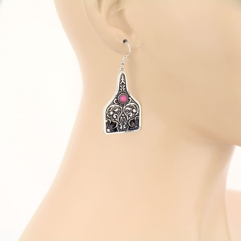 Patterned Casting Dangle Earrings - Image 2