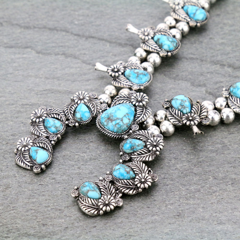 Western Handcrafted Squash Blossom Necklace Set - Image 3