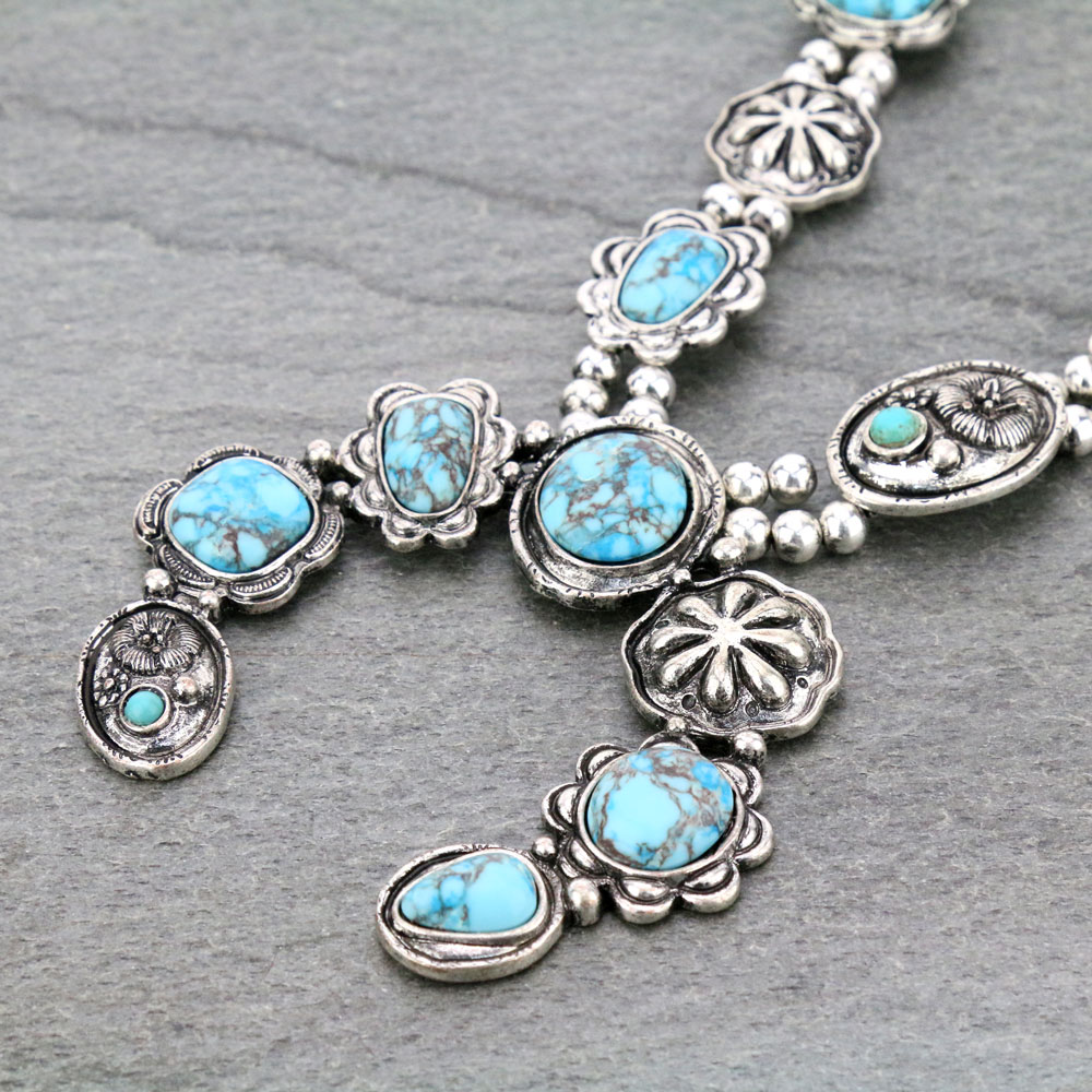 Western Handcrafted Squash Blossom Necklace Set - Image 3