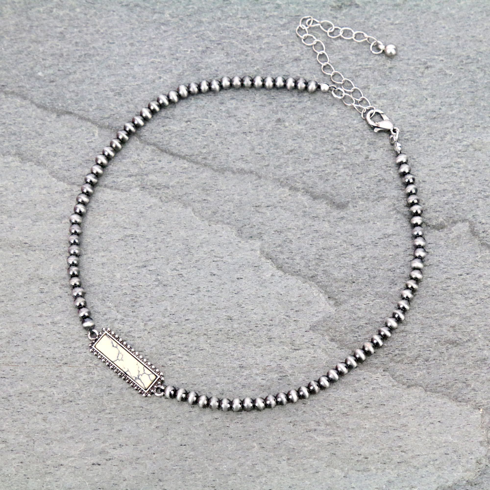 4mm Navajo Style Stone Choker Necklace
