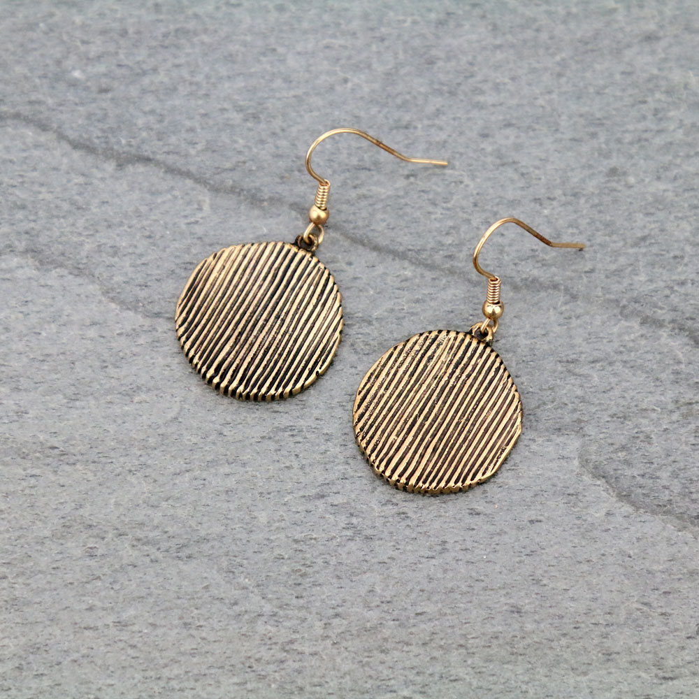 Rustic Circle Dangle Earrings