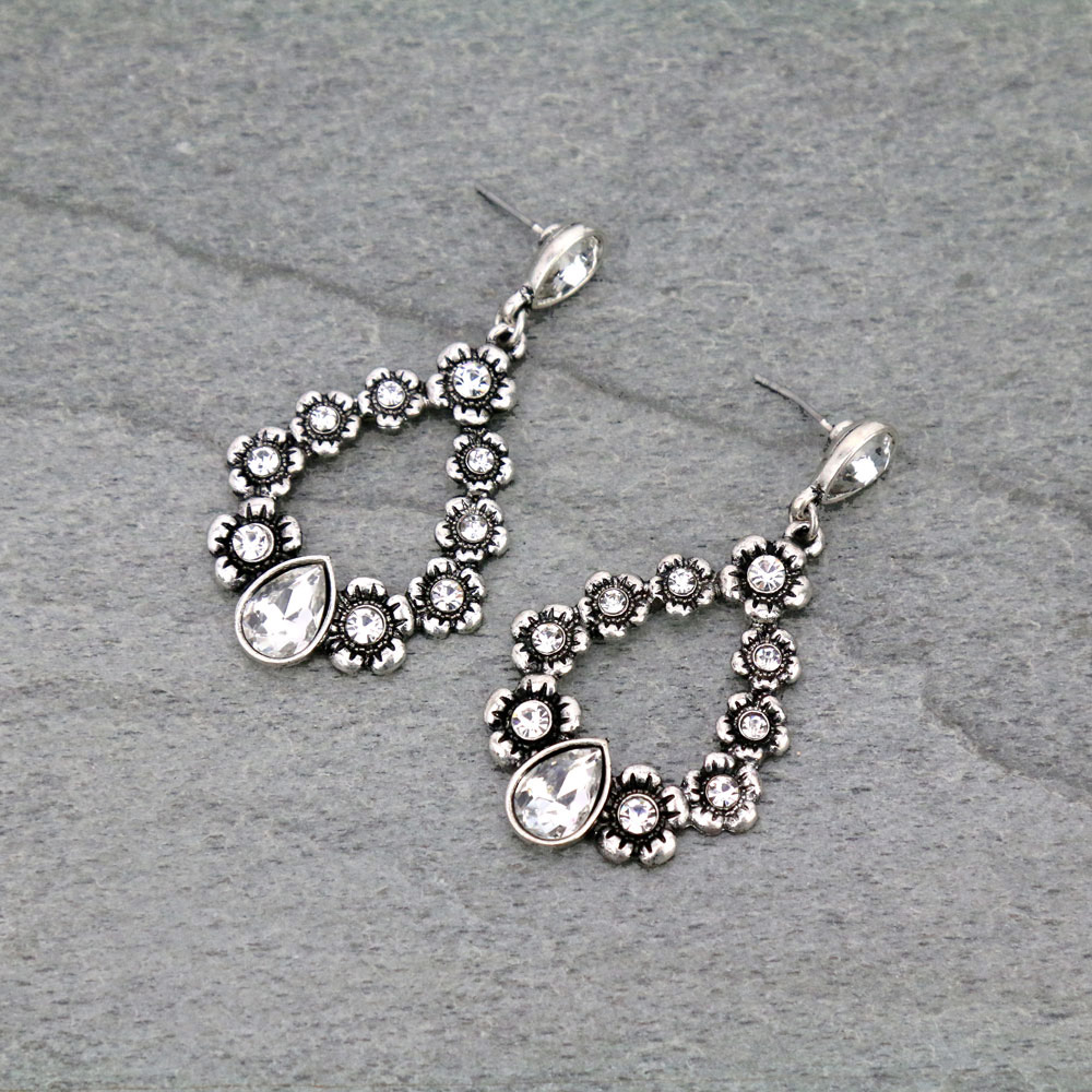Teardrop Stone Casting Stud Earrings