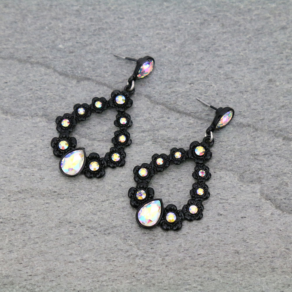Teardrop Stone Casting Stud Earrings