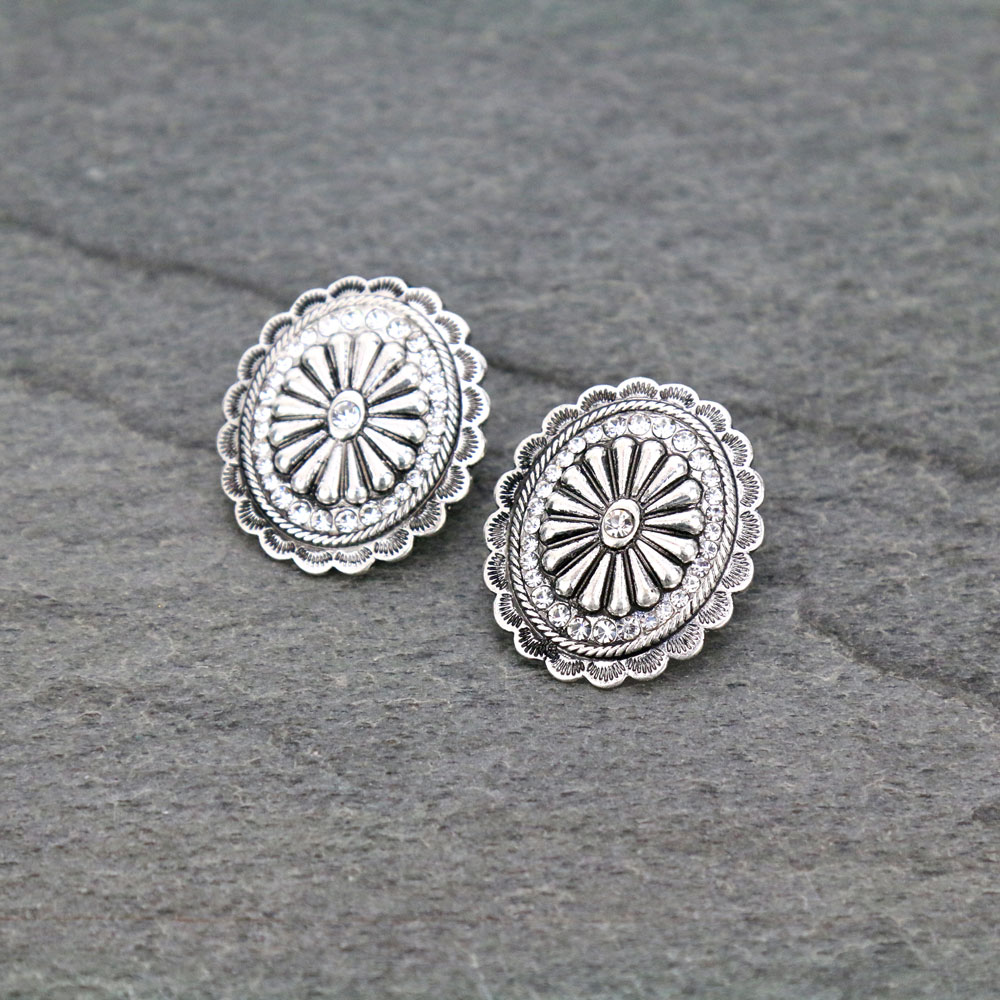 Western Concho Stud Earrings