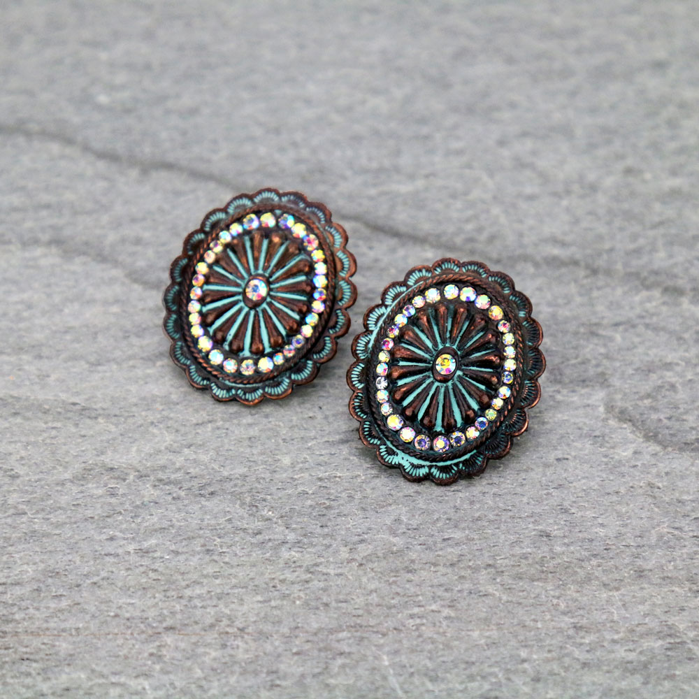 Western Concho Stud Earrings
