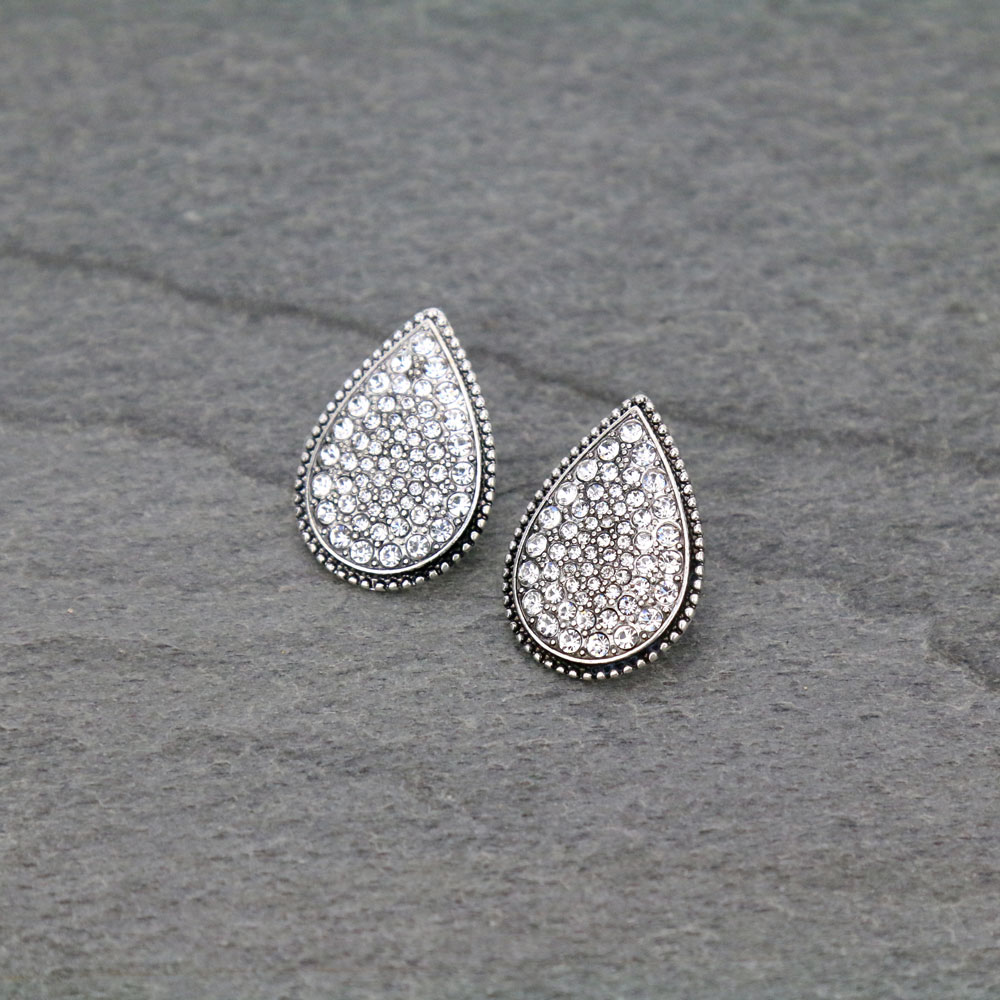 Teardrop Stone Stud Earrings