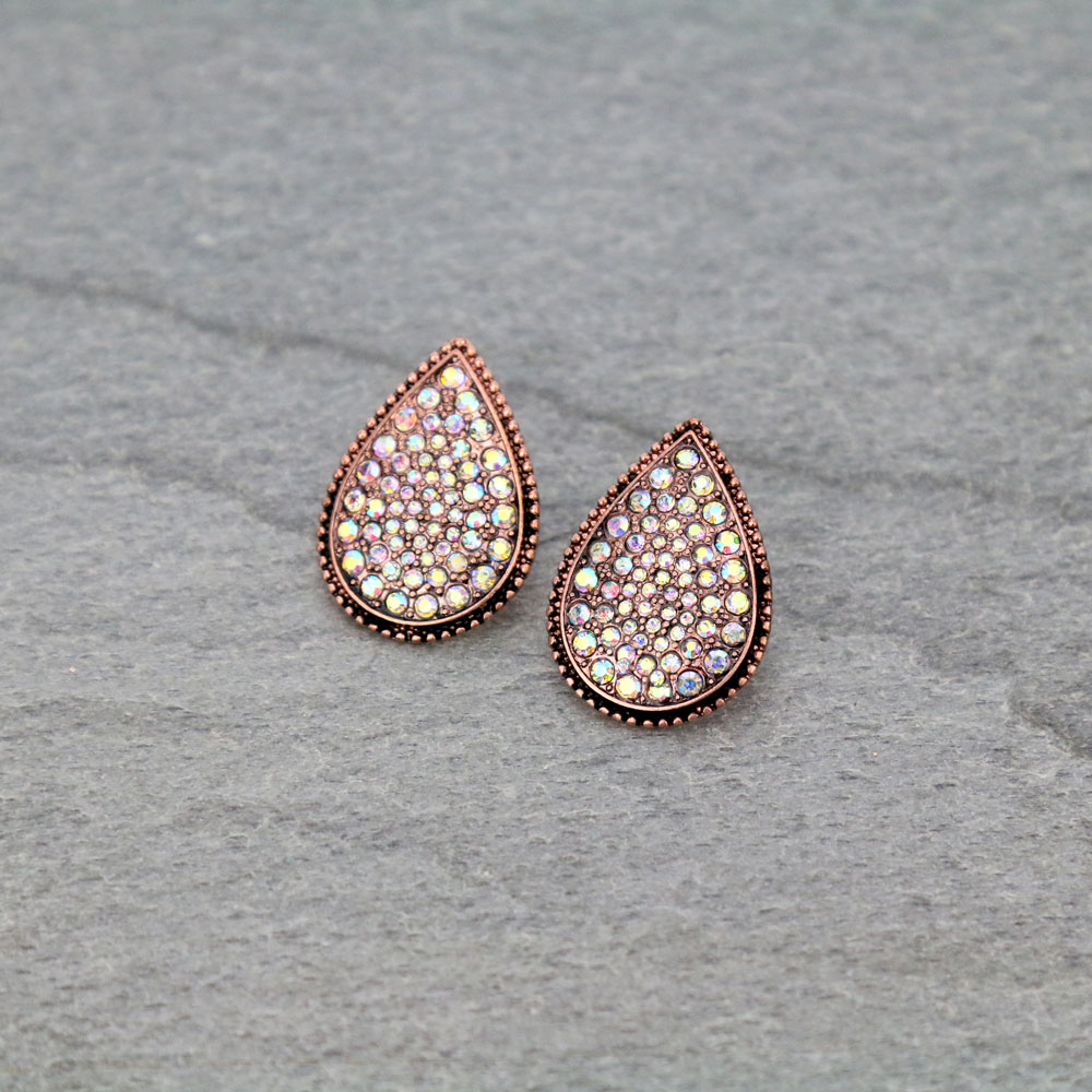 Teardrop Stone Stud Earrings