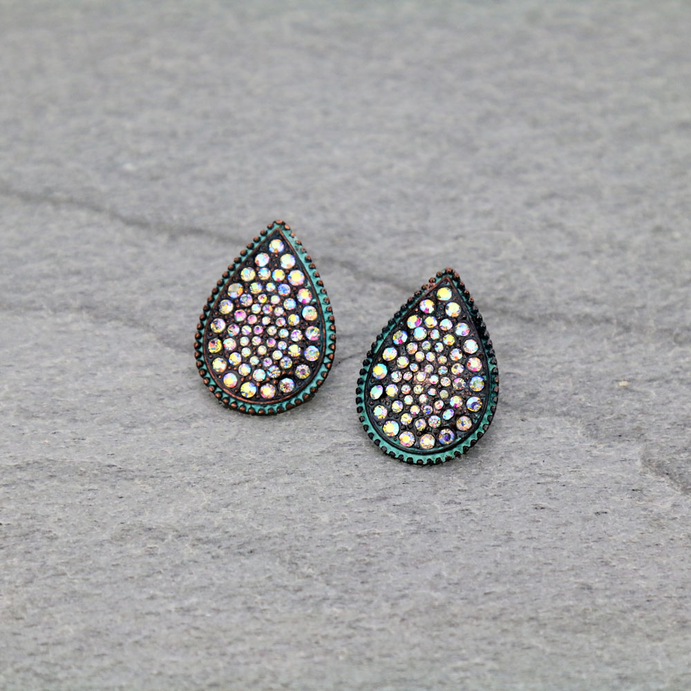 Teardrop Stone Stud Earrings