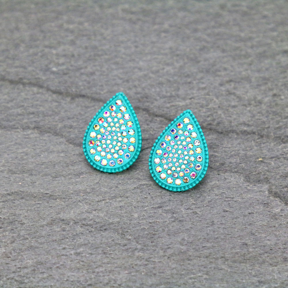 Teardrop Stone Stud Earrings