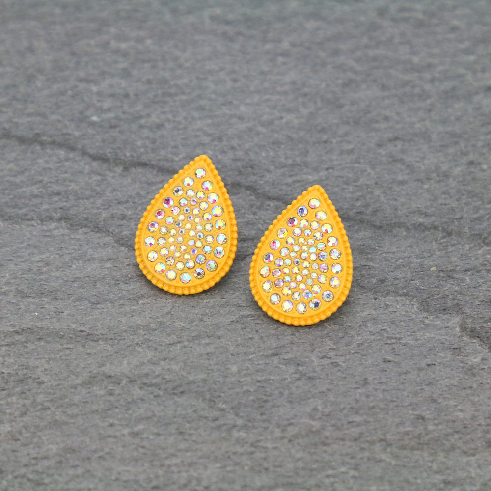 Teardrop Stone Stud Earrings