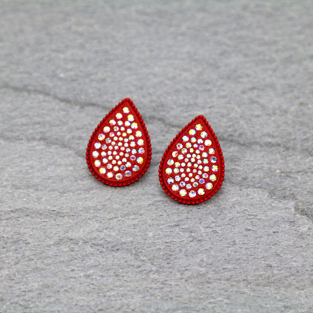 Teardrop Stone Stud Earrings