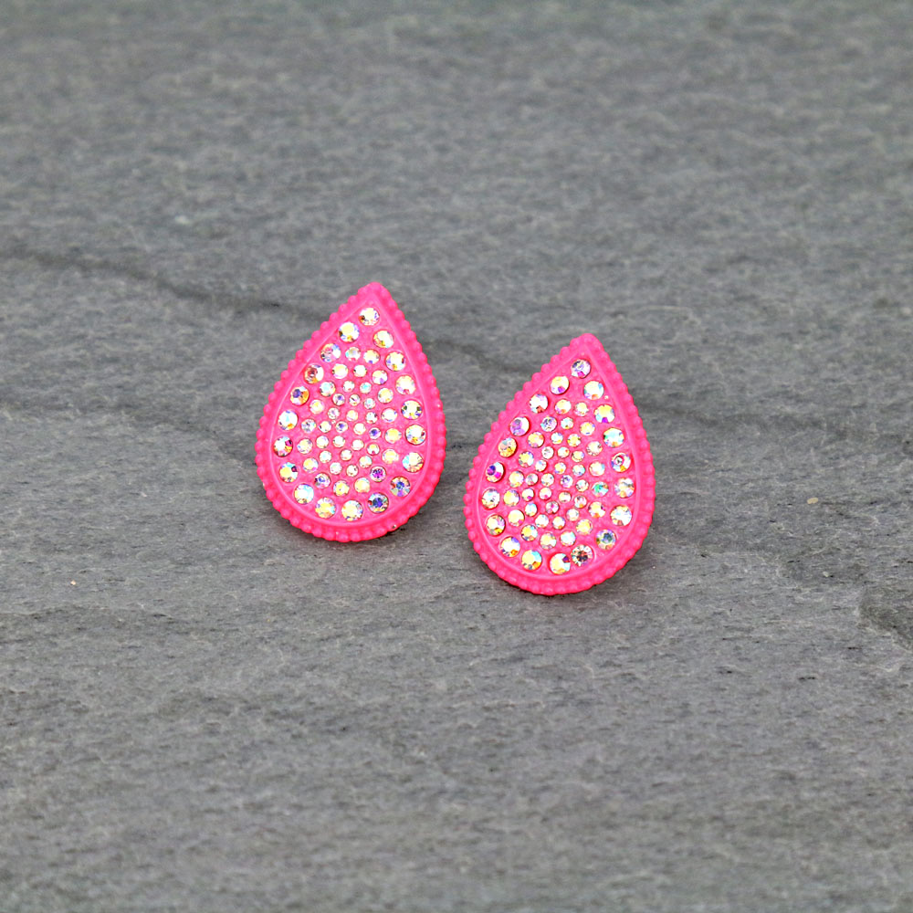 Teardrop Stone Stud Earrings