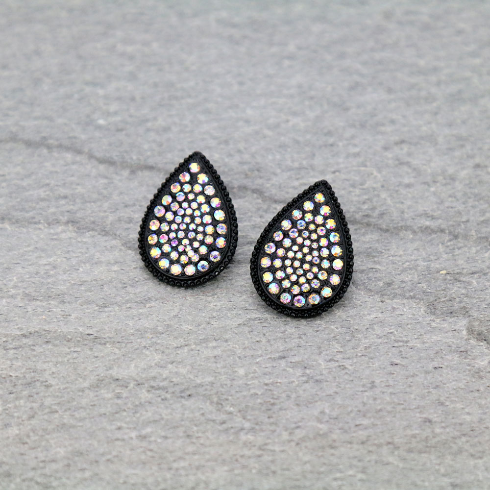 Teardrop Stone Stud Earrings