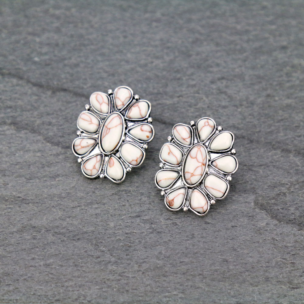 Concho Stone Stud Earrings