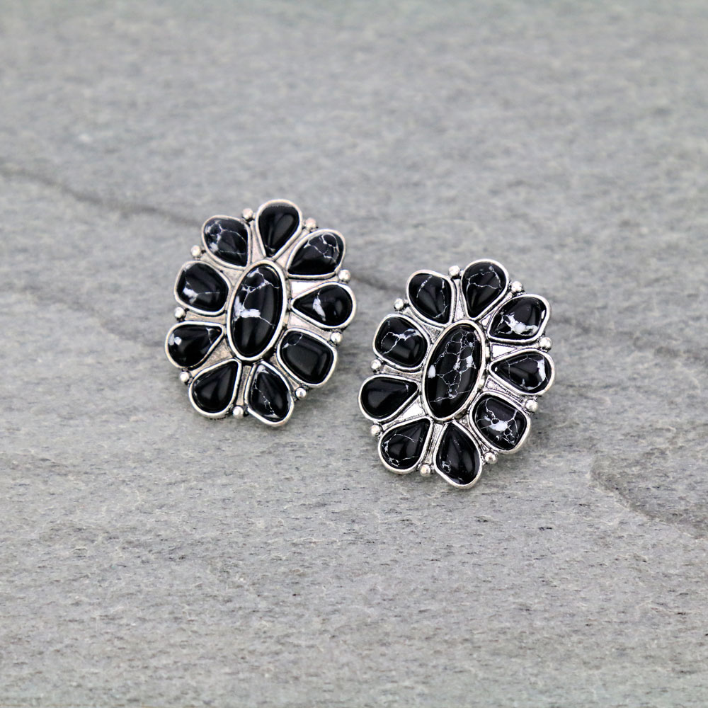 Concho Stone Stud Earrings