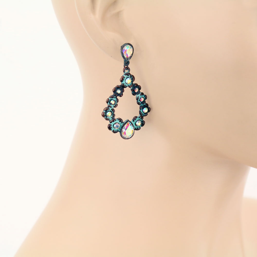 Teardrop Stone Casting Stud Earrings - Image 2