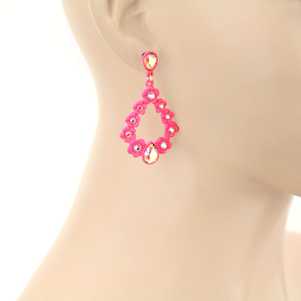 Teardrop Stone Casting Stud Earrings - Image 2