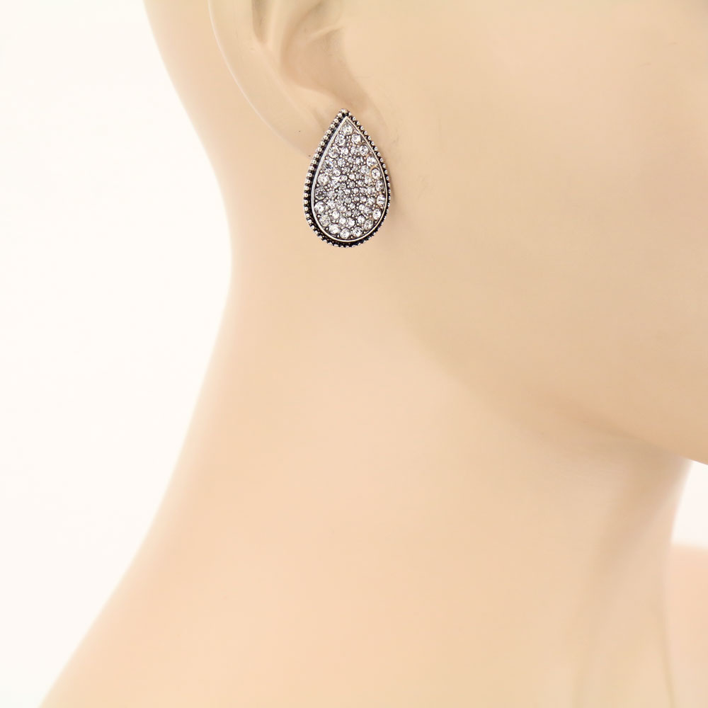 Teardrop Stone Stud Earrings - Image 2