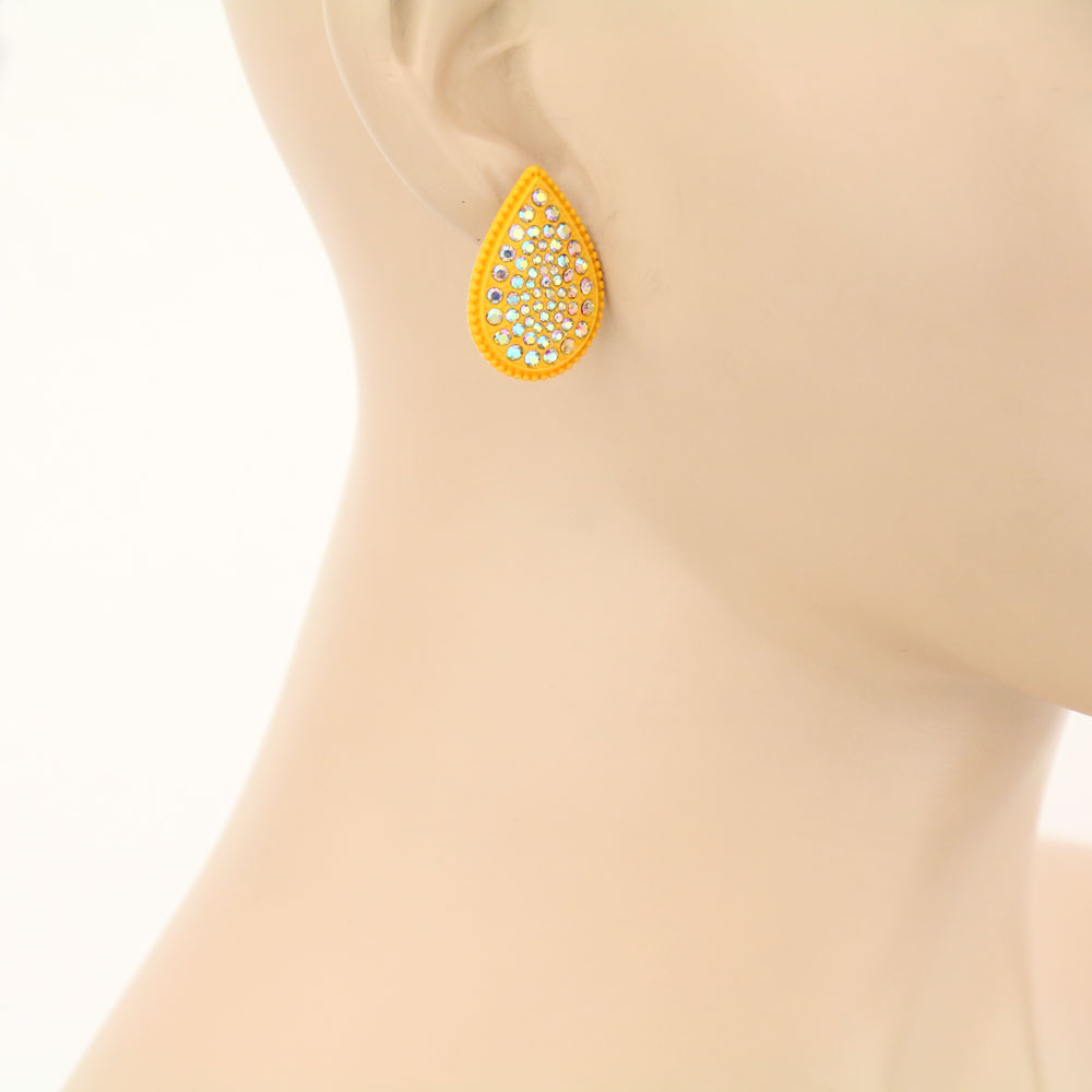 Teardrop Stone Stud Earrings - Image 2