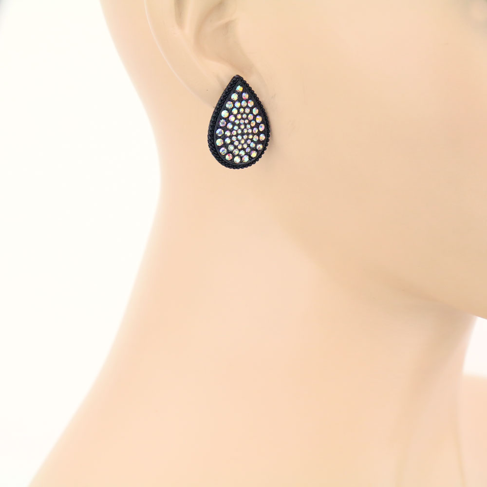 Teardrop Stone Stud Earrings - Image 2