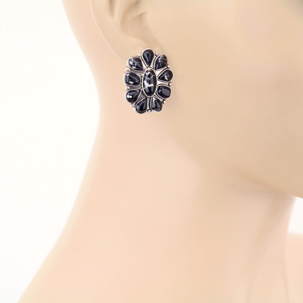 Concho Stone Stud Earrings - Image 2