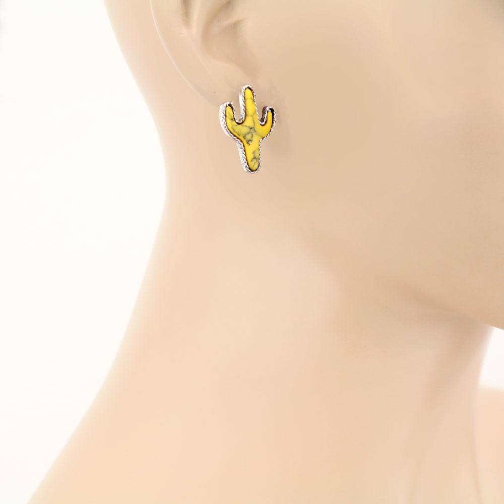 Cactus Stone Stud Earrings - Image 2