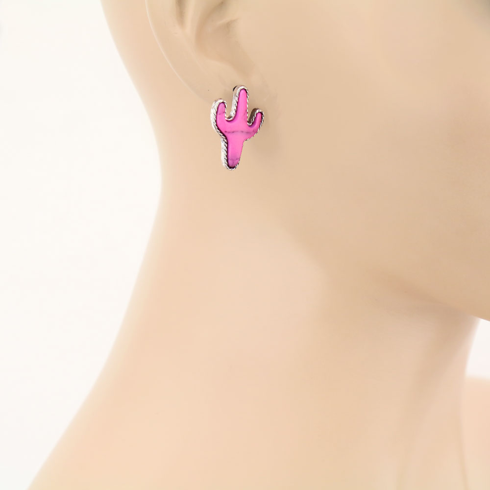 Cactus Stone Stud Earrings - Image 2
