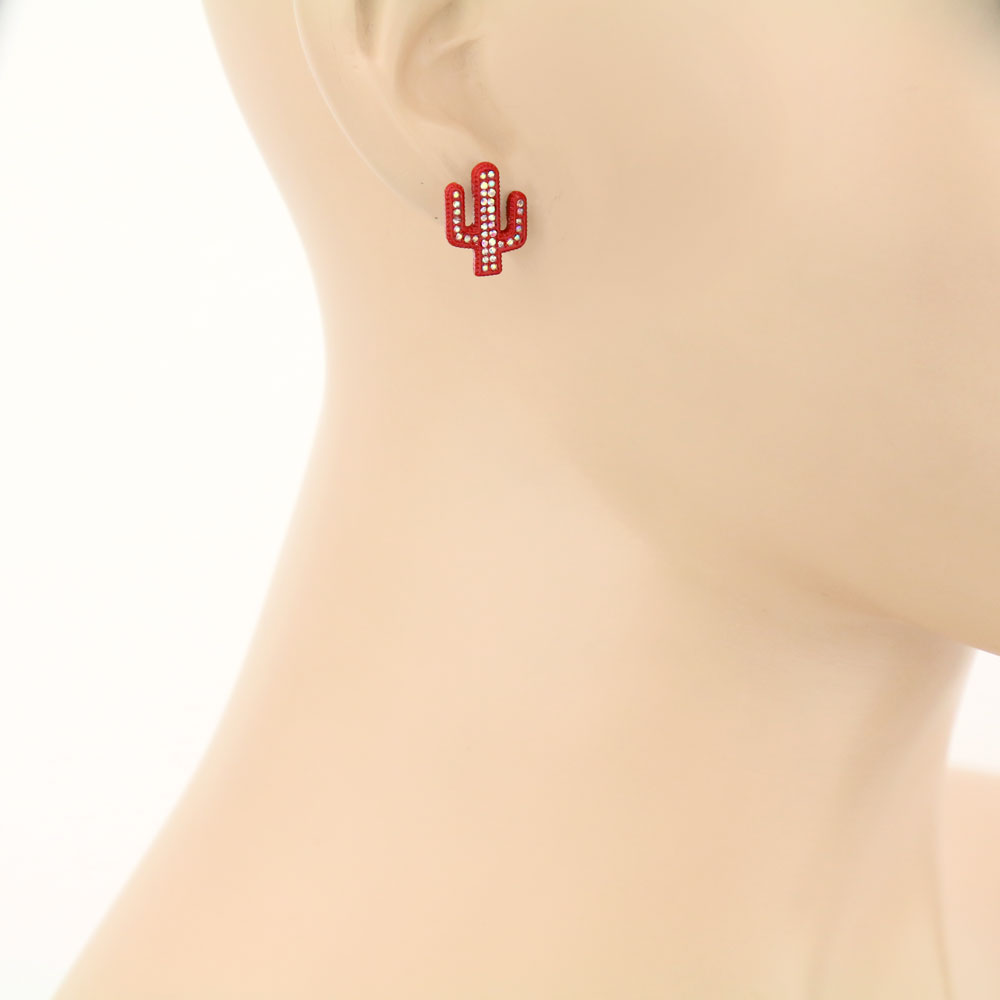 Cactus Stone Stud Earrings - Image 2