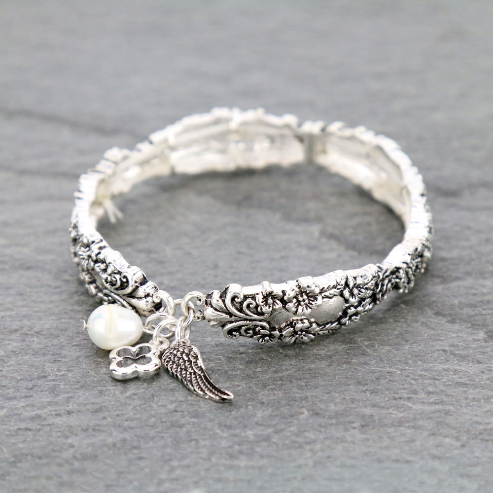 Wing Charms Spoon Stretch Bracelet