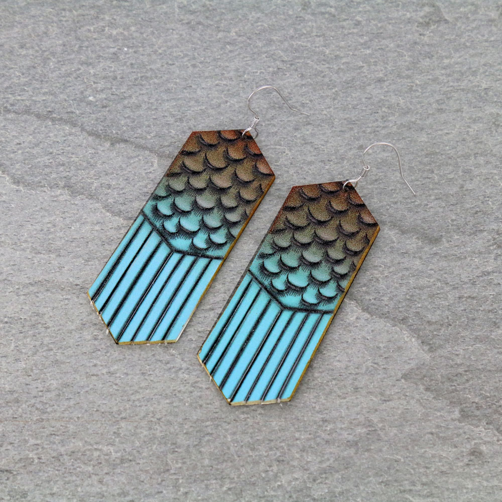 Patterned Leather Tassel Dangle Earrings