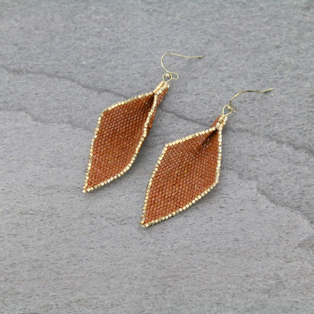 Curved Japanese Seed Bead Dangle Earrings