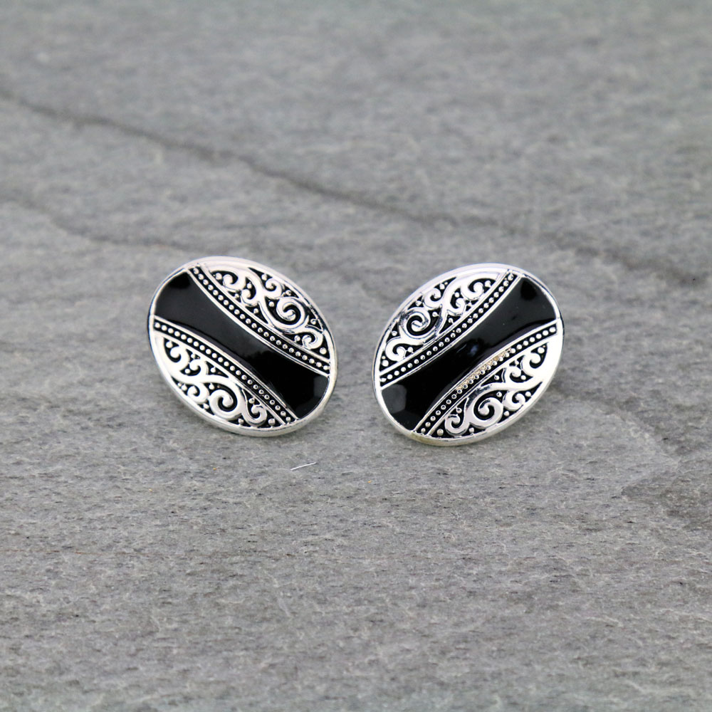 Tailored Epoxy Oval with Clip On Earrings