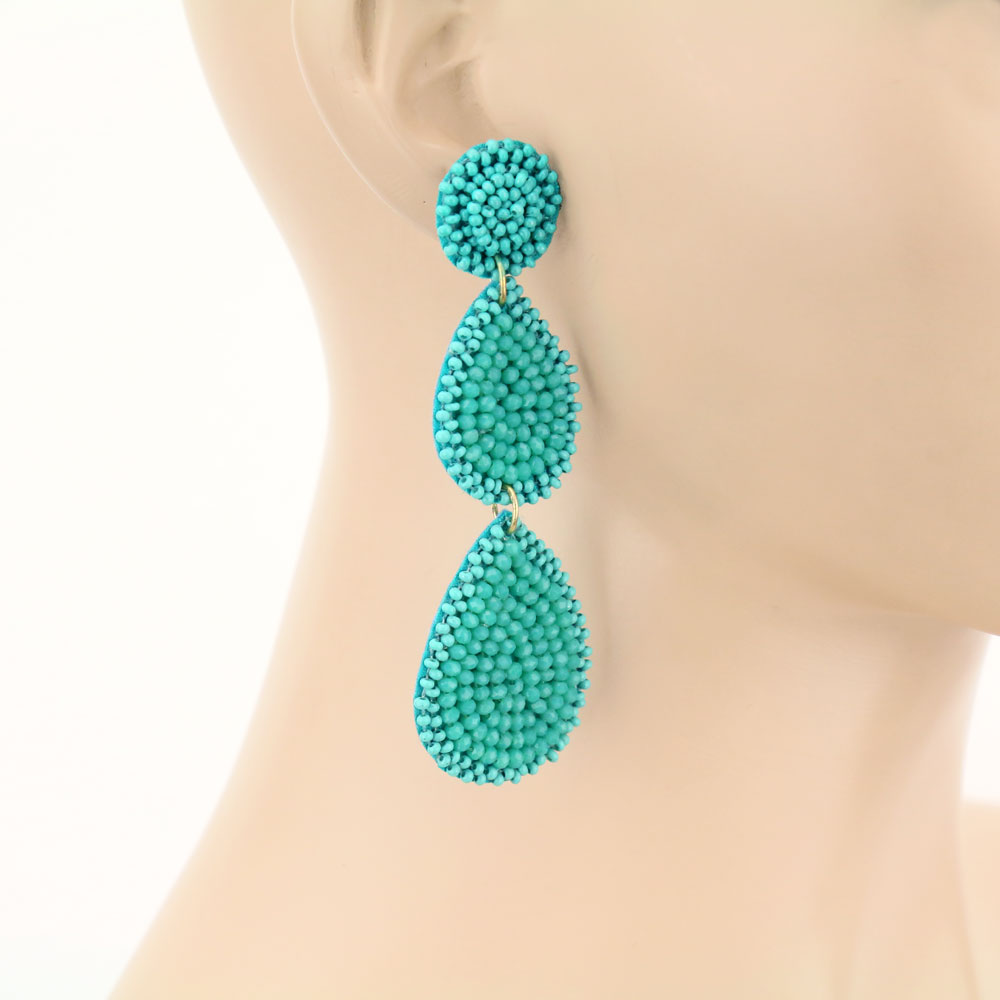 Glass Beaded Heart Stud Earrings - Image 2