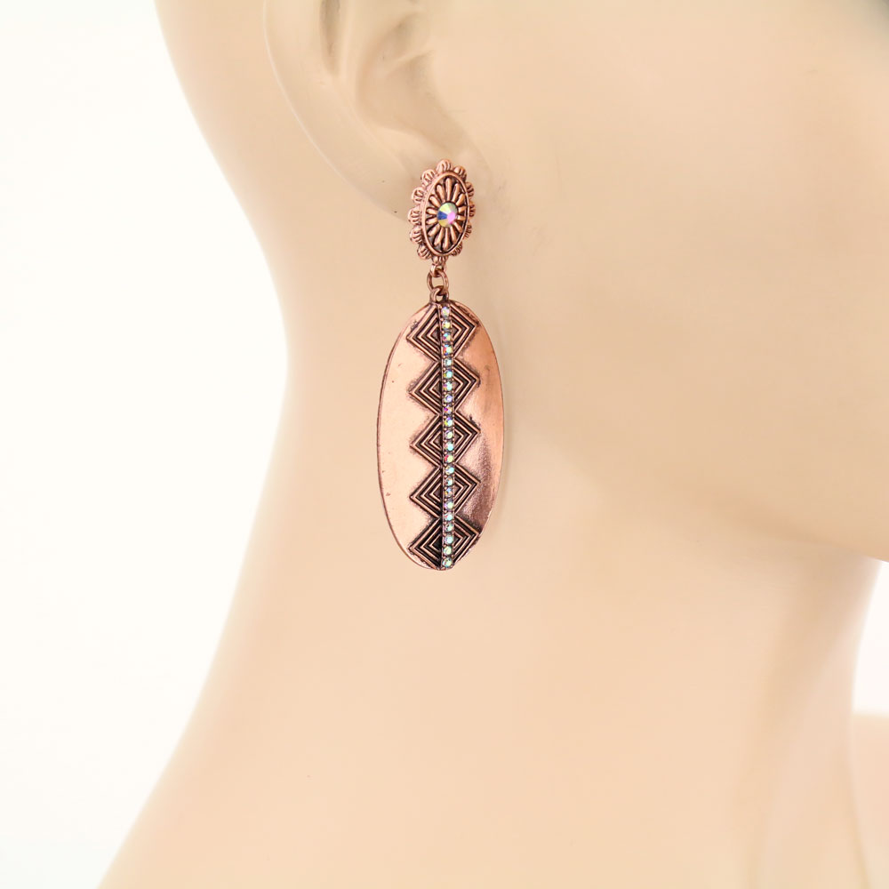 Aztec Patterned Metal Stud Earrings - Image 2
