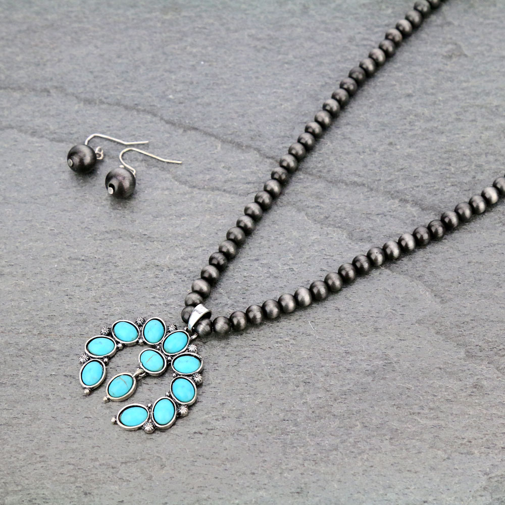 Wester Navajo Style Squash Blossom Necklace Set