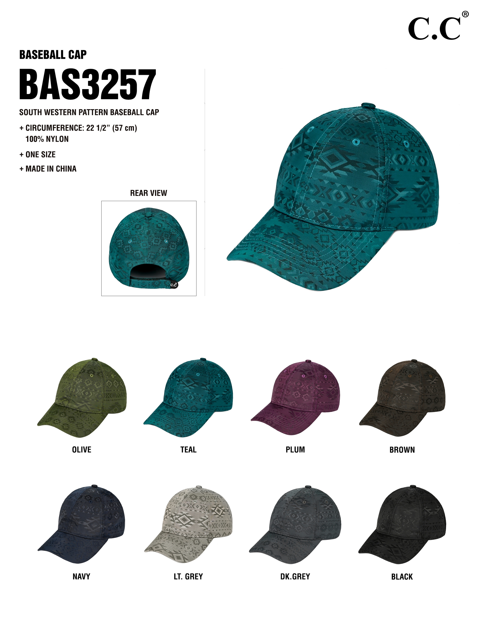 C.C Southwestern Pattern Baseball Cap - Image 2