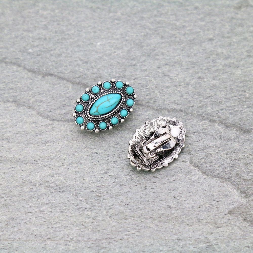 Western Design Stone Clip On Earrings - Image 2