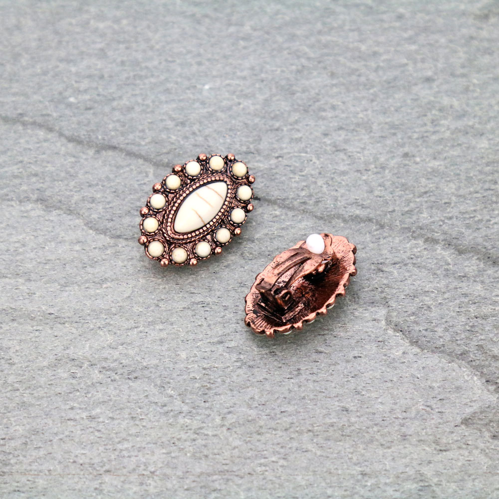 Western Design Stone Clip On Earrings - Image 2